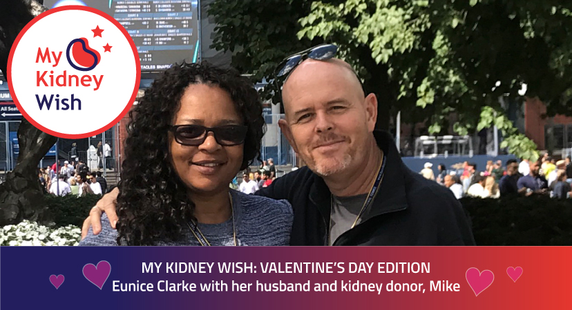 Eunice with her husband and kidney donor, Mike